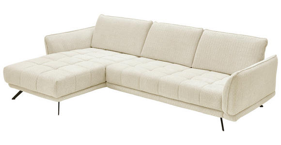 ECKSOFA in Chenille Naturfarben  - Schwarz/Naturfarben, KONVENTIONELL, Textil/Metall (178/285cm) - Carryhome