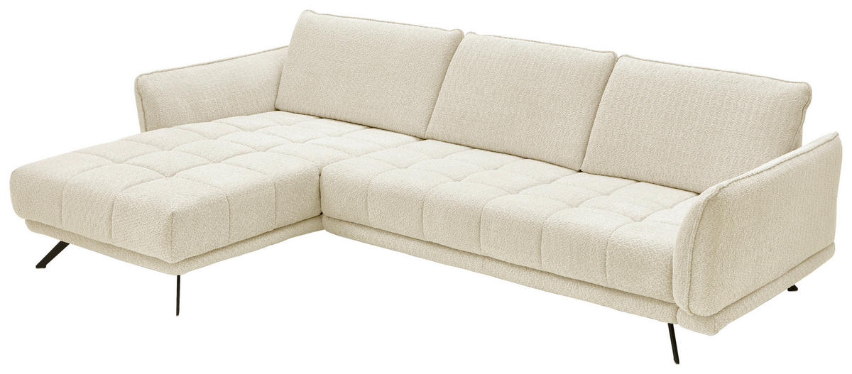 ECKSOFA in Chenille Naturfarben  - Schwarz/Naturfarben, Konventionell, Textil/Metall (178/285cm) - Carryhome