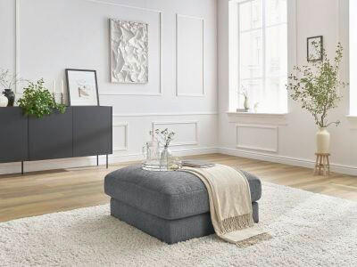 HOCKER LEONARD Struktur Dunkelgrau  - Dunkelgrau/Schwarz, MODERN, Kunststoff/Textil (86/43/86cm)