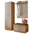 GARDEROBE 4-teilig  in 160/195/40 cm  - Taupe/Eichefarben, Design, Glas/Holz (160/195/40cm) - Novel