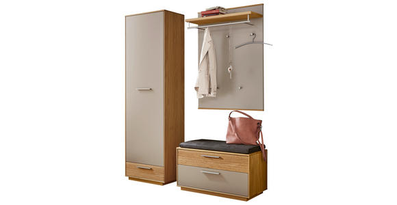 GARDEROBE 4-teilig  in 160/195/40 cm  - Taupe/Eichefarben, Design, Glas/Holz (160/195/40cm) - Novel