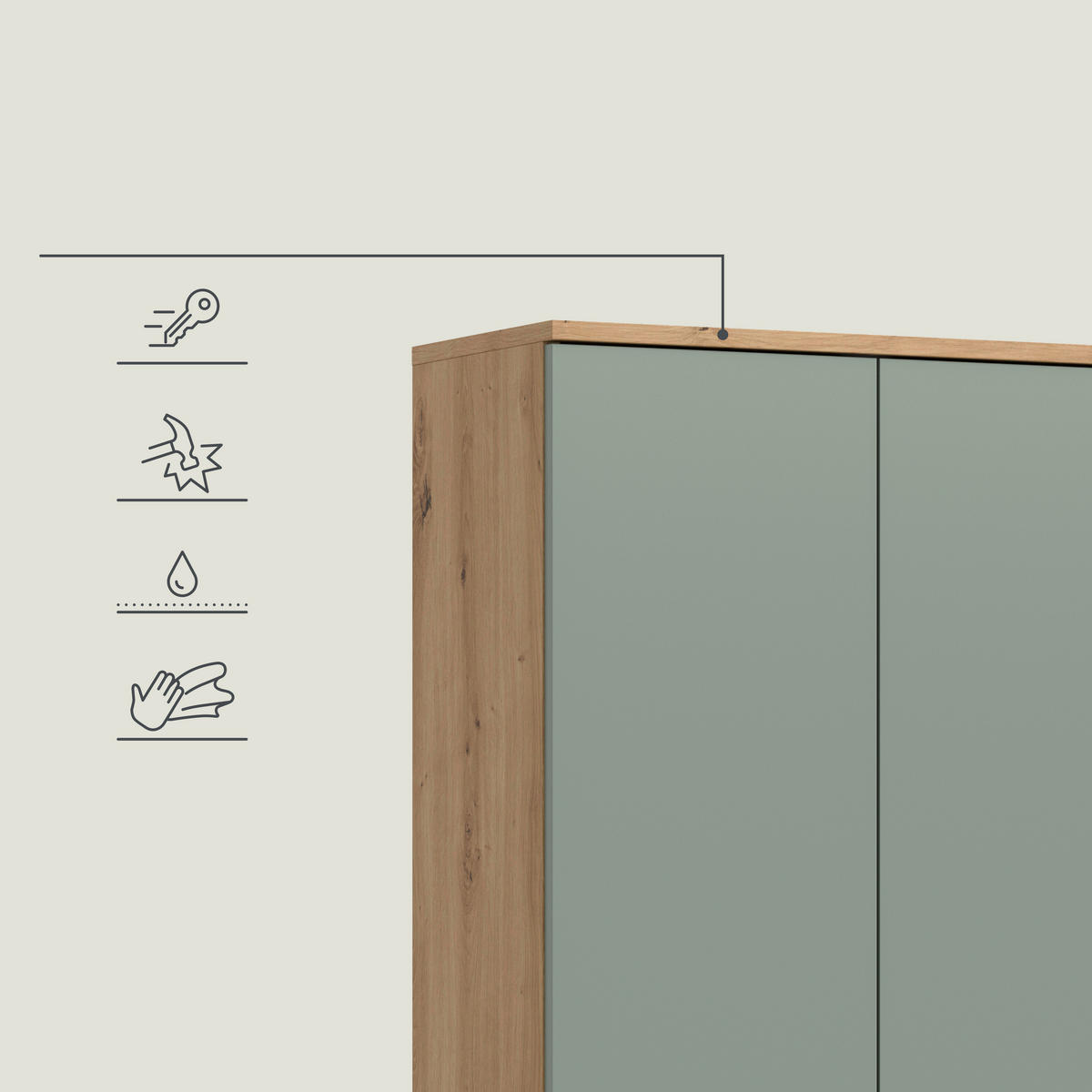 BADEZIMMER 2-teilig  in 153 cm  - Salbeigrün/Schwarz, Trend, Holzwerkstoff/Kunststoff (153cm) - MID.YOU