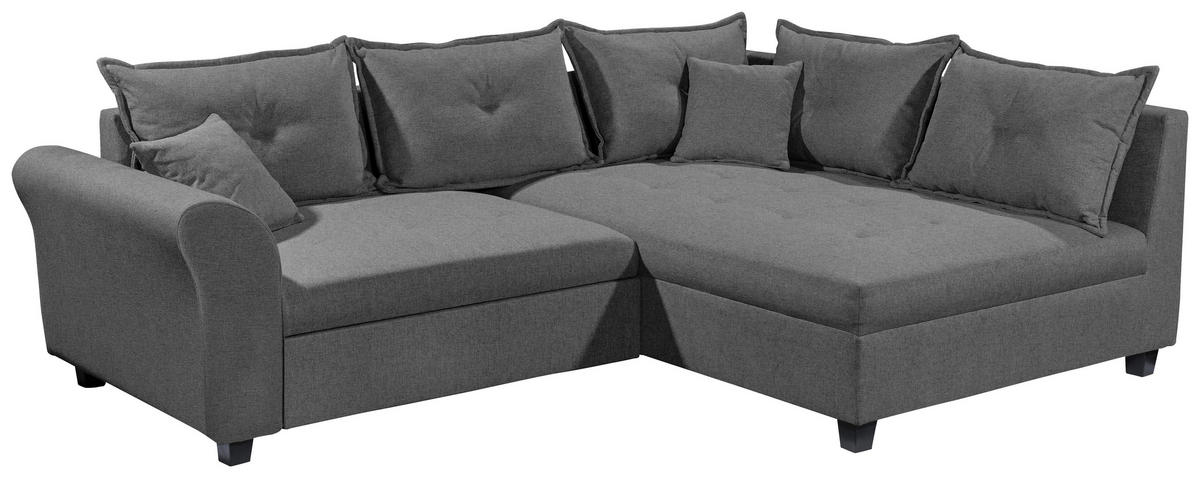 ECKSOFA Anthrazit Webstoff  - Anthrazit/Schwarz, MODERN, Kunststoff/Textil (252/175cm) - Livetastic