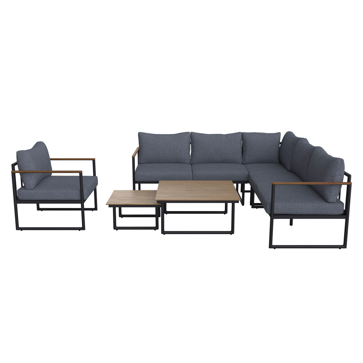 LOUNGEGARNITUR Teakholz Aluminium  - Dunkelgrau, MODERN, Holz/Metall - Ambia Garden