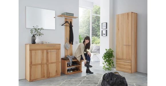 GARDEROBENSCHRANK 60/200/37 cm - Silberfarben/Buchefarben, Natur, Holz/Metall (60/200/37cm) - Valnatura