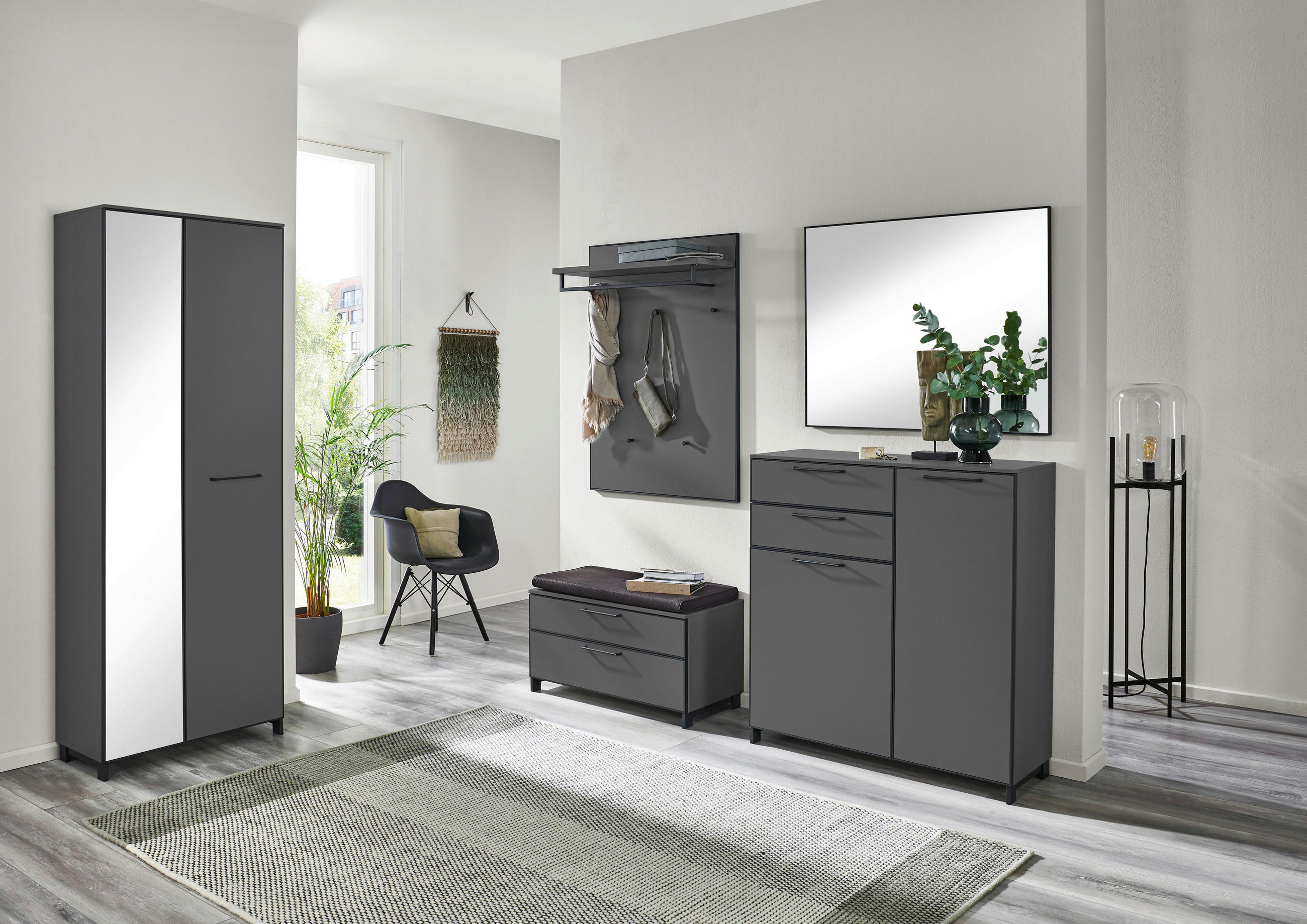 GARDEROBENSCHRANK Anthrazit, Grau - Anthrazit/Grau, Design, Holzwerkstoff/Metall (70/192/37cm)