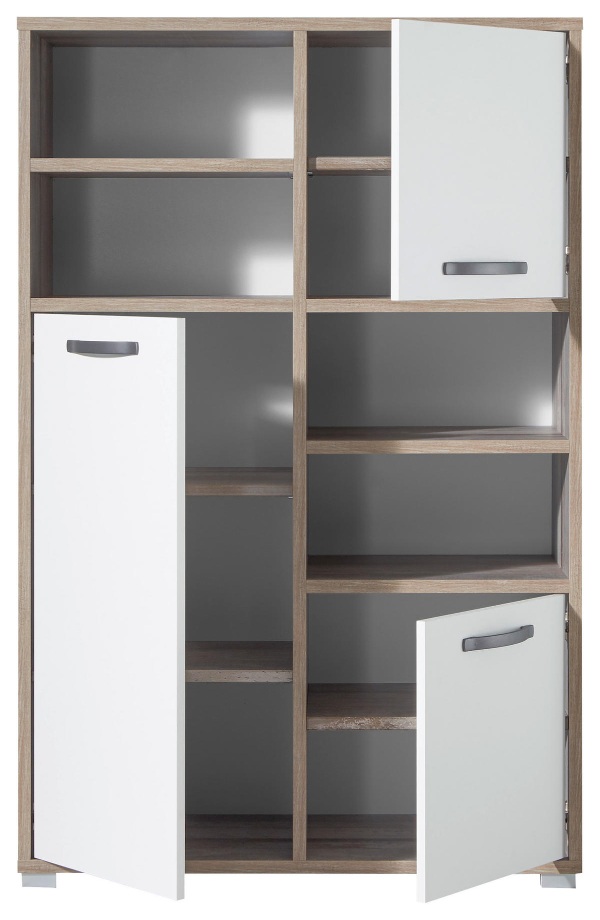 VISOKA KOMODA, naravne barve, bela  - srebrne barve/bela, Konvencionalno, umetna masa/leseni material (95/146/46cm) - Carryhome
