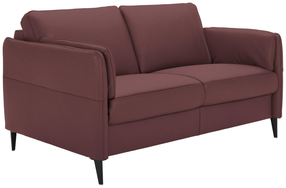 2,5-SITZER in Leder Weinrot  - Weinrot/Schwarz, Design, Leder/Metall (164/84/99cm) - Dieter Knoll