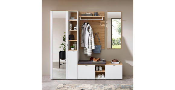 GARDEROBE 4-teilig  in 206/202/38 cm  - Weiß/Eiche Artisan, Design, Glas/Holzwerkstoff (206/202/38cm) - Xora