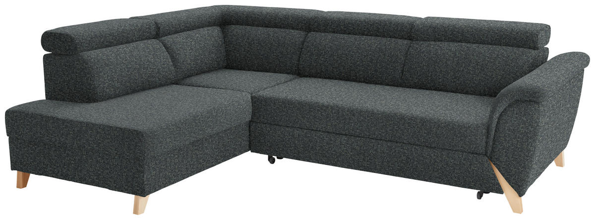 ECKSOFA in Struktur Graugrün  200/265 cm  - Naturfarben/Graugrün, KONVENTIONELL, Holz/Textil (200/265cm) - Stylife