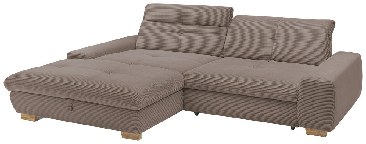 ECKSOFA Greige Cord  - Greige/Eichefarben, Design, Holz/Textil (198/276cm) - SetOne by Musterring