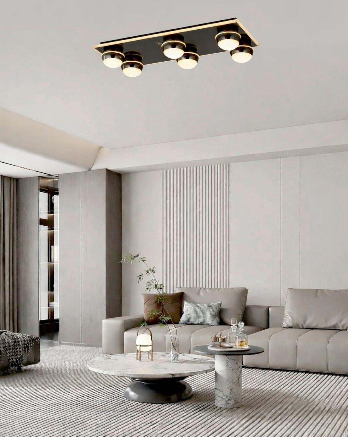 LED-DECKENLEUCHTE Biarritz 74/32/12,5 cm  - Schwarzchrom, Design, Kunststoff/Metall (74/32/12,5cm)