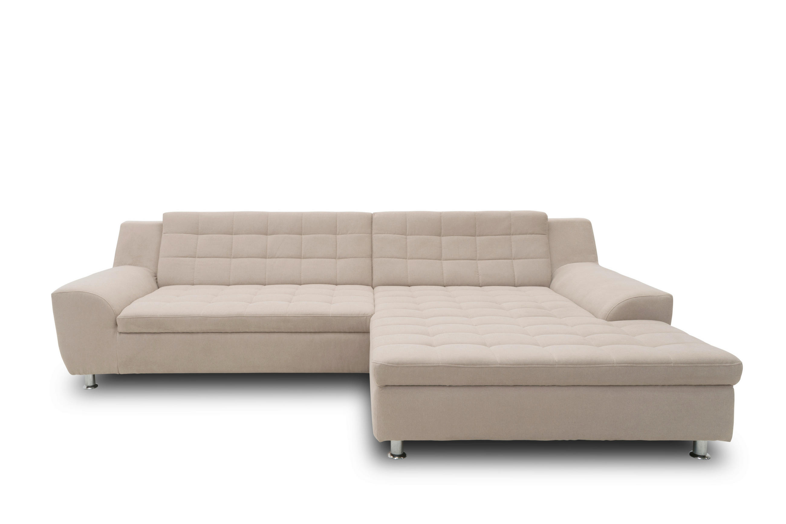 ECKSOFA MORTON Taupe Mikrofaser  - Taupe/Chromfarben, MODERN, Textil/Metall (304/200/84cm) - MID.YOU