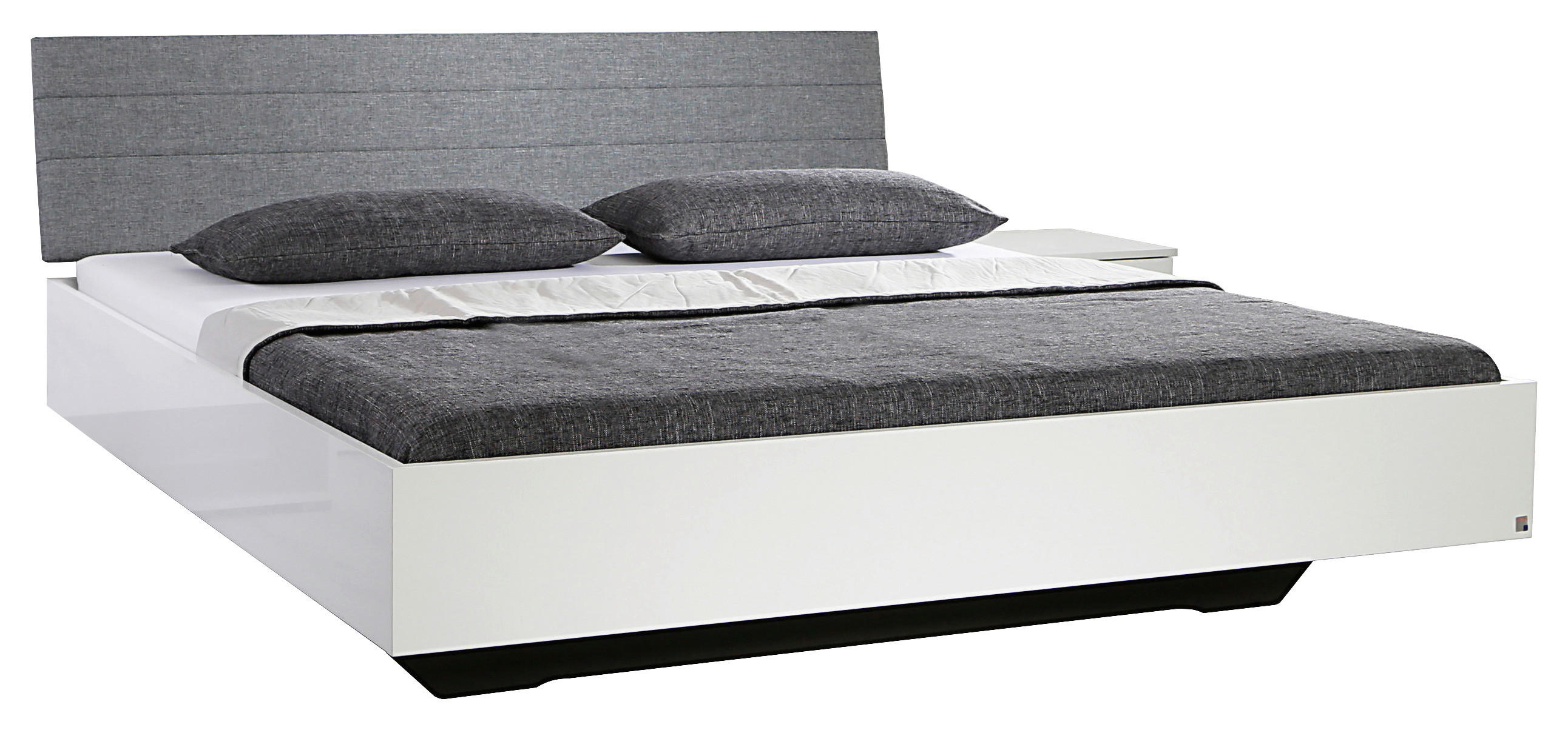 ÁGY 180/200 cm  magasfényű fehér  - magasfényű fehér/szürke, Konventionell, faalapú anyag/textil (180/200cm) - Rauch Möbel
