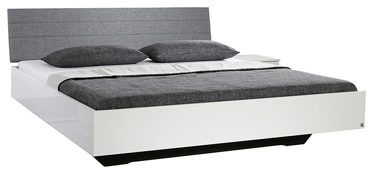 POSTELJA 180 cm   x 200 cm  , leseni material bela, visoki sijaj  - siva/bela, Konvencionalno, leseni material/tekstil (180/200cm) - Rauch Möbel