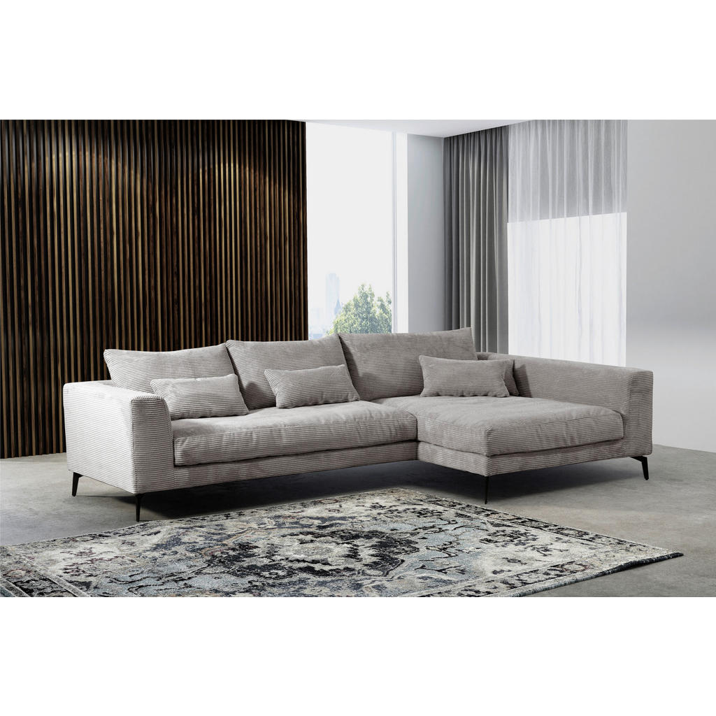 Thumbnail - Livetastic Ecksofa, Hellgrau, Textil, 3-Sitzer, Füllung: Schaumstoff,Silikon, Ottomane rechts, L-Form, 313x172 cm, Made ...
