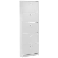OMARA Z LOPUTAMI ZA ČEVLJE bela - srebrne barve/bela, Moderno, umetna masa/leseni material (58,5/169/17cm) - Carryhome