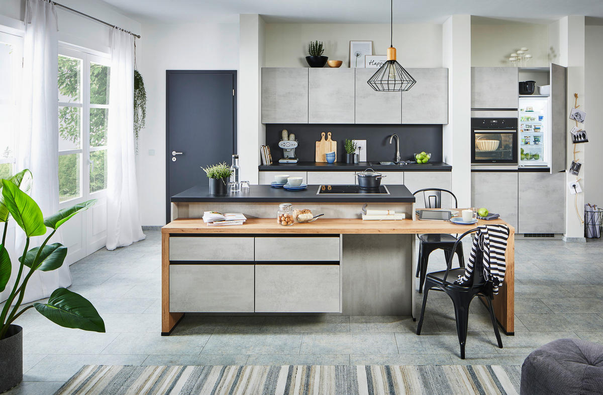 EINBAUKÜCHE   - Grau, Design, Holzwerkstoff - Celina