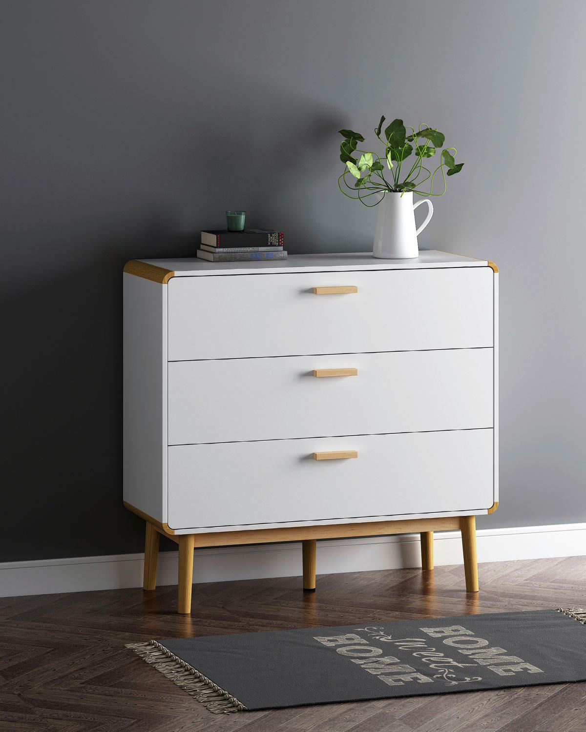 KOMMODE 104/98/40 cm  in Weiss, Naturfarben  - Weiss/Naturfarben, Design, Holz/Holzwerkstoff (104/98/40cm) - MID.YOU