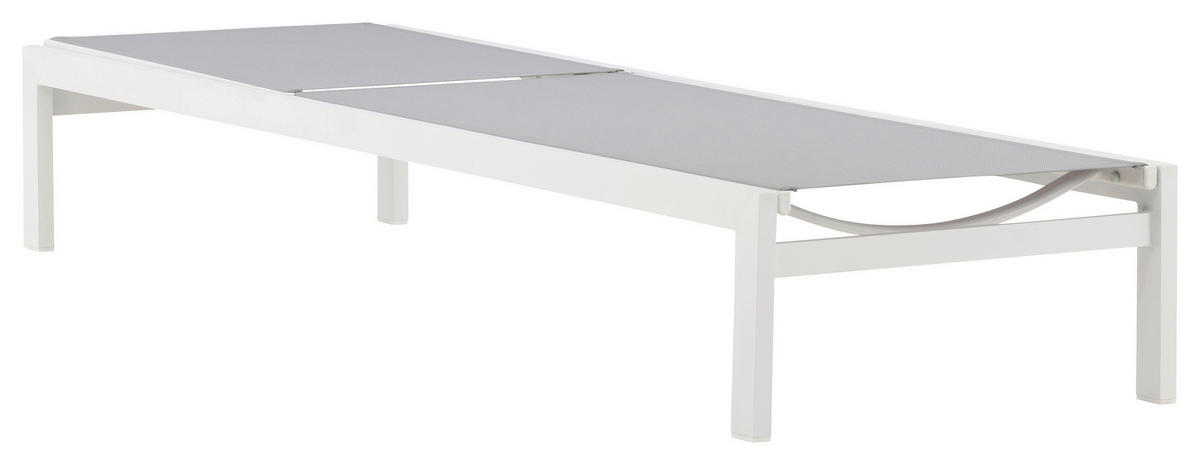 SONNENLIEGE 60/30/195 cm  - Weiß/Grau, KONVENTIONELL, Metall (60/30/195cm) - Gardenson