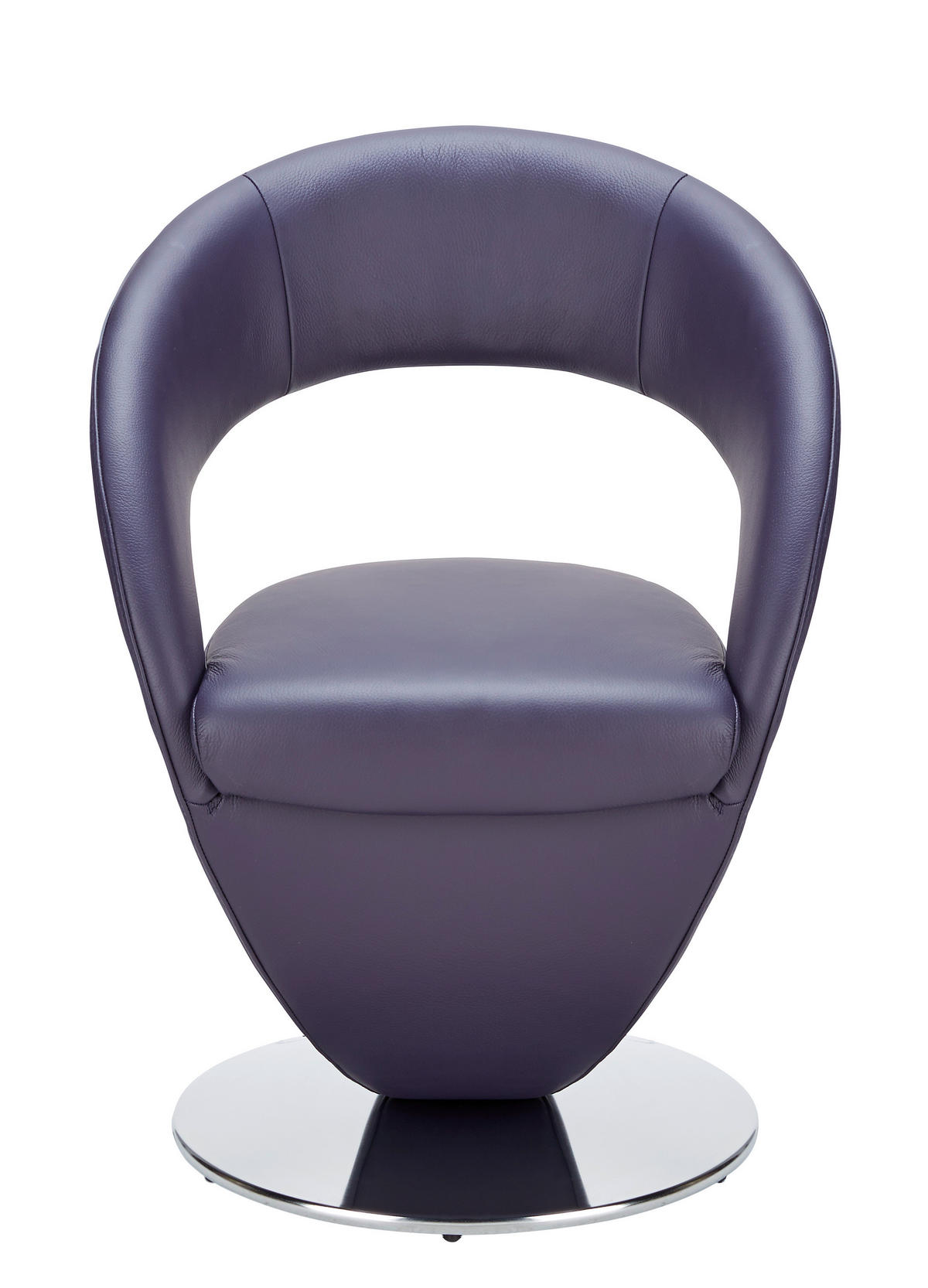 STUHL Echtleder Edelstahlfarben, Brombeere  - Edelstahlfarben/Brombeere, Design, Leder/Metall (62/86/61cm) - Moderano