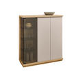 HIGHBOARD Rosa, Eichefarben, Beige  117/128/38 cm  - Eichefarben/Beige, Design, Glas/Holz (117/128/38cm) - Belluti