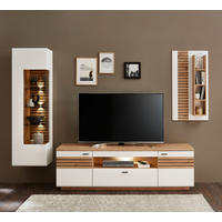 WOHNWAND  in Weiss, Eiche Artisan 285/195/47 cm  - Weiss/Anthrazit, Design, Glas/Holzwerkstoff (285/195/47cm) - Stylife
