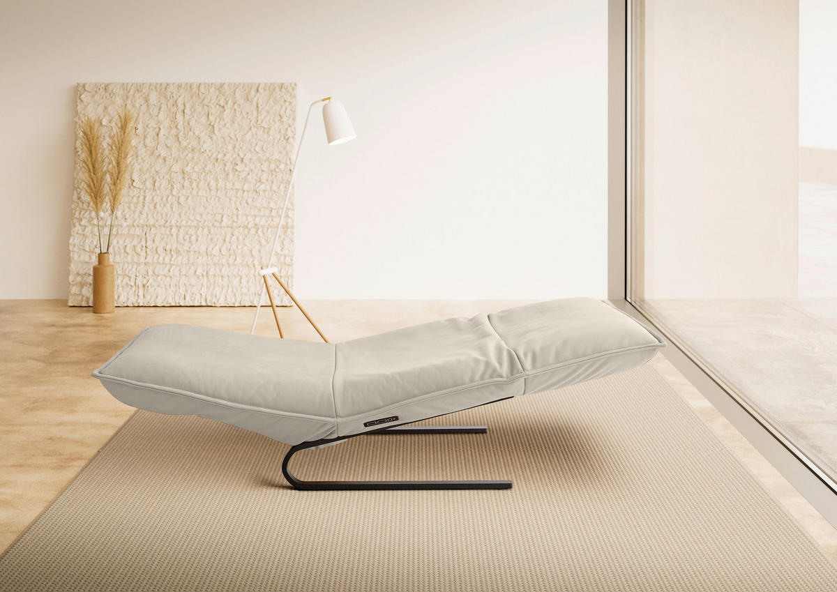 RELAXLIEGE Echtleder Beige  - Beige/Schwarz, Design, Leder/Metall (86/42-83/141-180cm) - Koinor