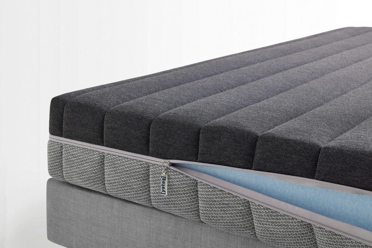 KOMFORTSCHAUMMATRATZE Optimum Support 140/200 cm Höhe ca. 16 cm  - Schwarz/Grau, Basics, Textil (140/200cm) - Yatas