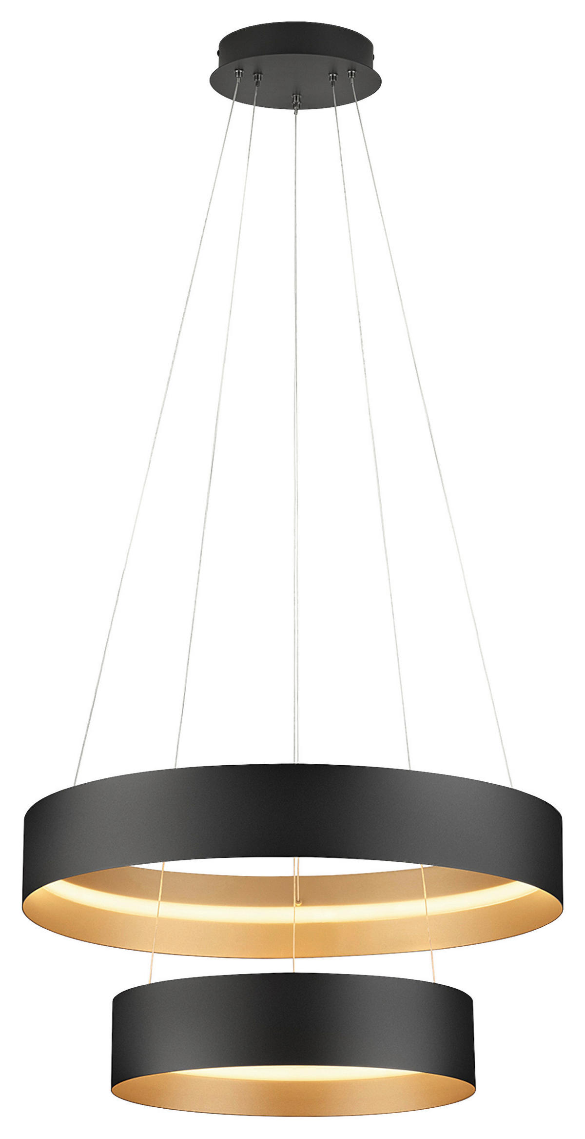 LED-HÄNGELEUCHTE Musterring 60/150 cm  - Goldfarben/Schwarz, Design, Metall (60/150cm) - Musterring