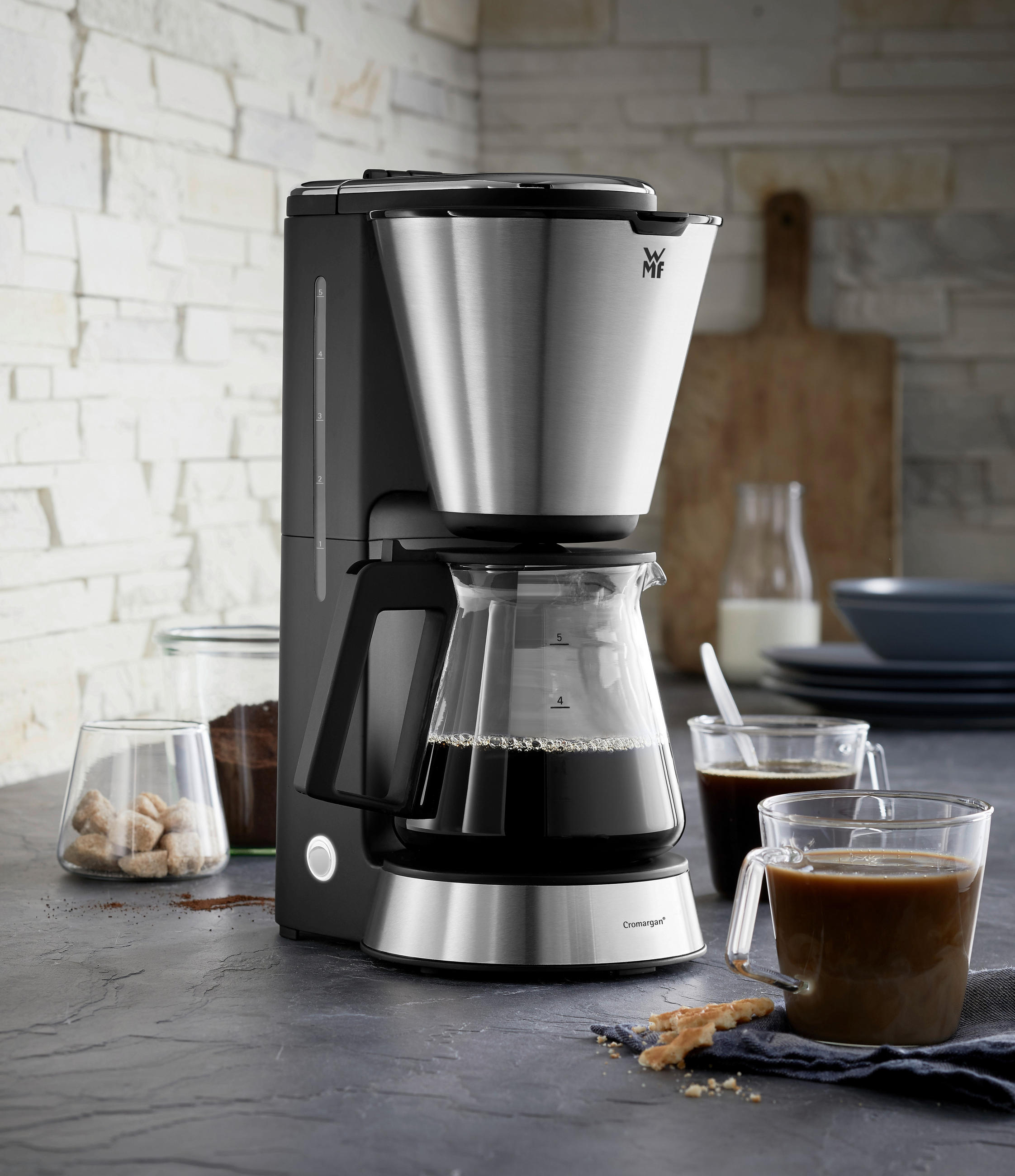 KAFFEBRYGGARE Aroma  - silver/svart, Design, metall/glas (23cm) - WMF