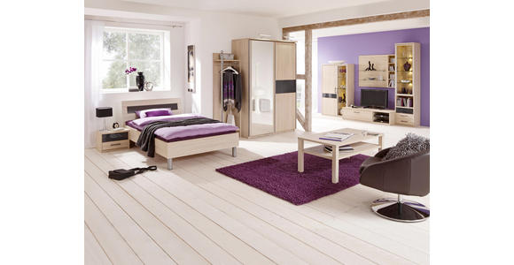 FUTONBETT 120/200 cm in Anthrazit, Akaziefarben - Anthrazit/Alufarben, Design, Glas/Holzwerkstoff (120/200cm) - Cantus