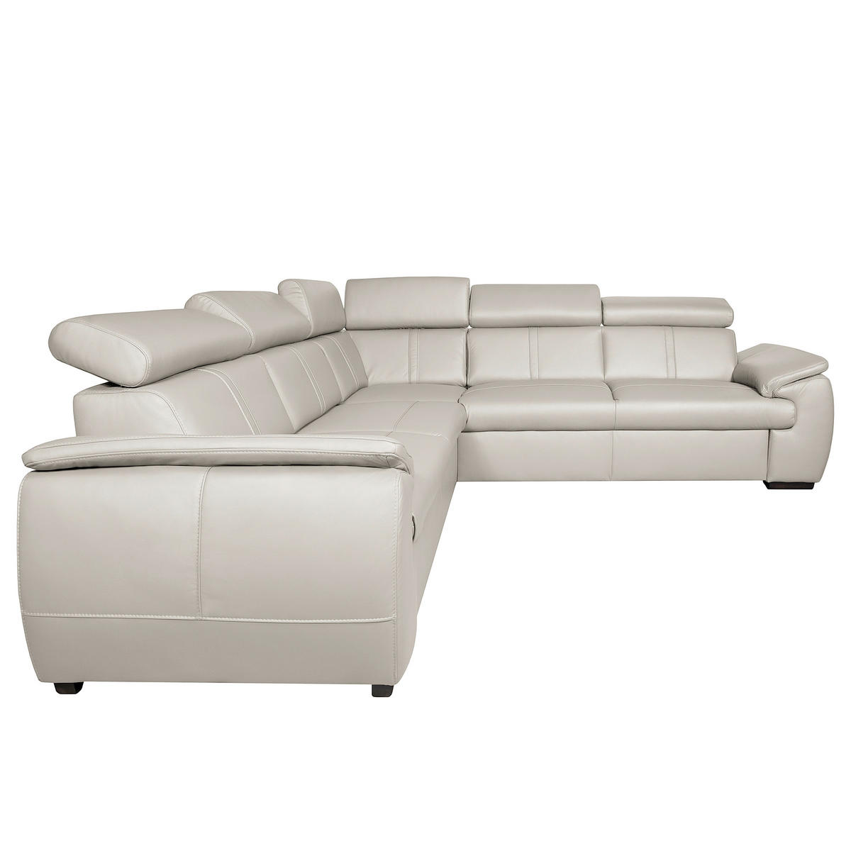 ECKSOFA  in Echtleder Platinfarben  - Platinfarben/Schwarz, Design, Leder/Holz (265/265cm) - Livetastic