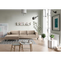ECKSOFA in Samt, Velours Hellgrau  - Wengefarben/Hellgrau, Modern, Holz/Textil (280/85/167cm) - Trendmanufaktur