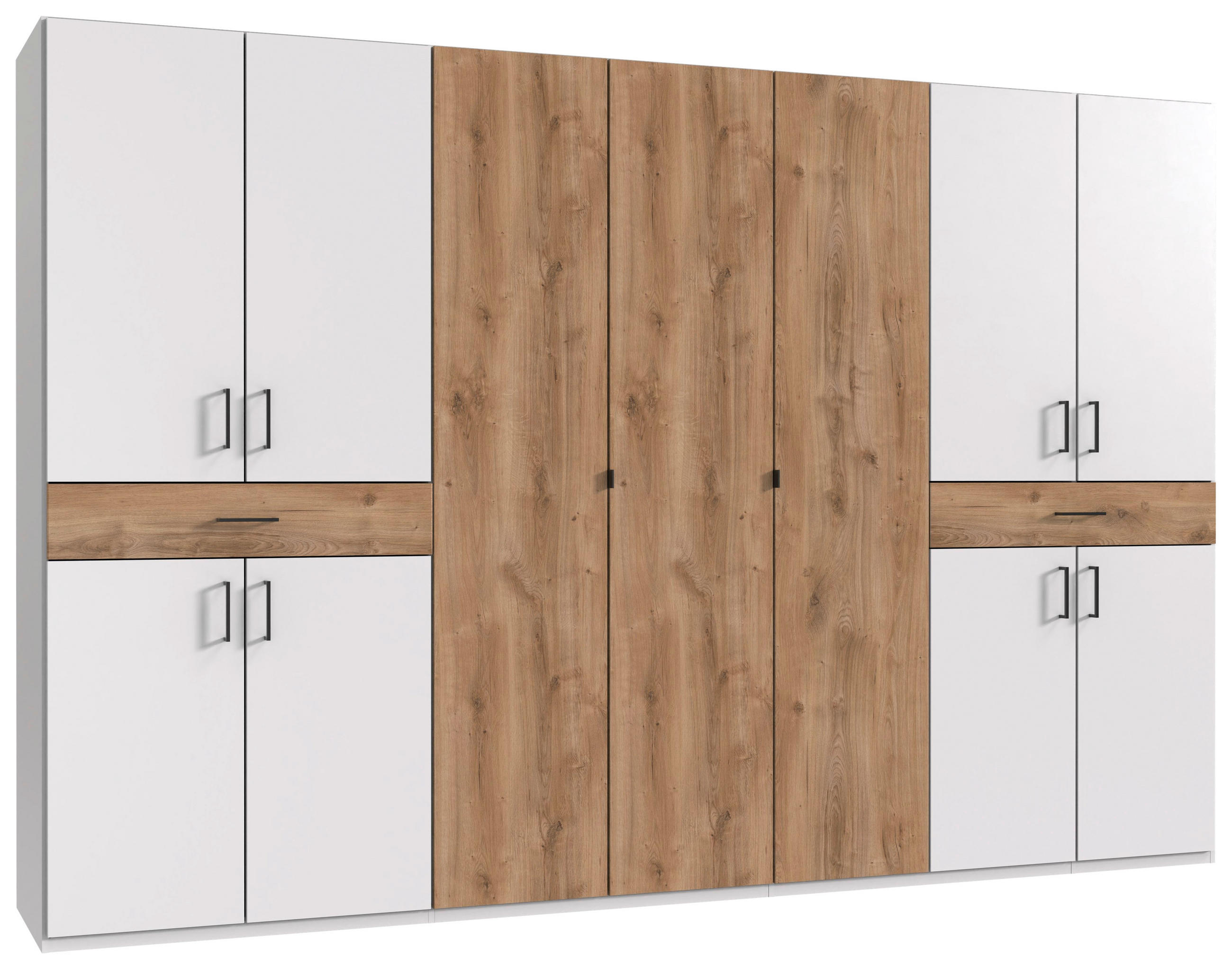 DREHTÜRENSCHRANK in Weiss, Plankeneiche  - Weiss/Plankeneiche, Konventionell, Holzwerkstoff/Kunststoff (313/208/58cm) - Carryhome