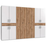DREHTÜRENSCHRANK  in Weiß, Plankeneiche  - Plankeneiche/Schwarz, KONVENTIONELL, Holzwerkstoff/Kunststoff (313/208/58cm) - Carryhome
