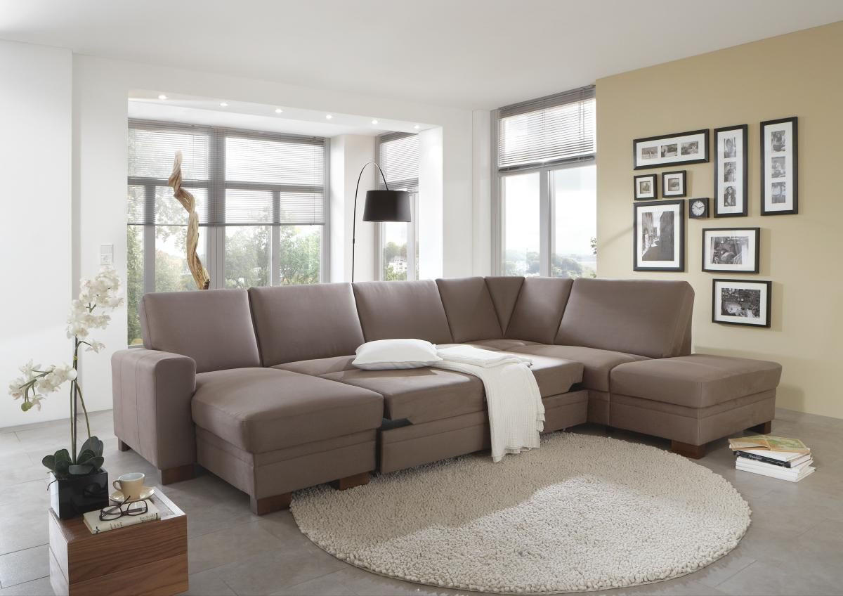 WOHNLANDSCHAFT in Braun  - Braun, Konventionell, Holz/Textil (163/319/241cm) - Beldomo System