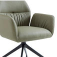 ARMLEHNSTUHL  Sitzfläche 360° drehbar, automatische Rückholfunktion  Echtleder  - Schwarz/Hellgrün, Design, Leder/Metall (62/89/63cm) - Dieter Knoll