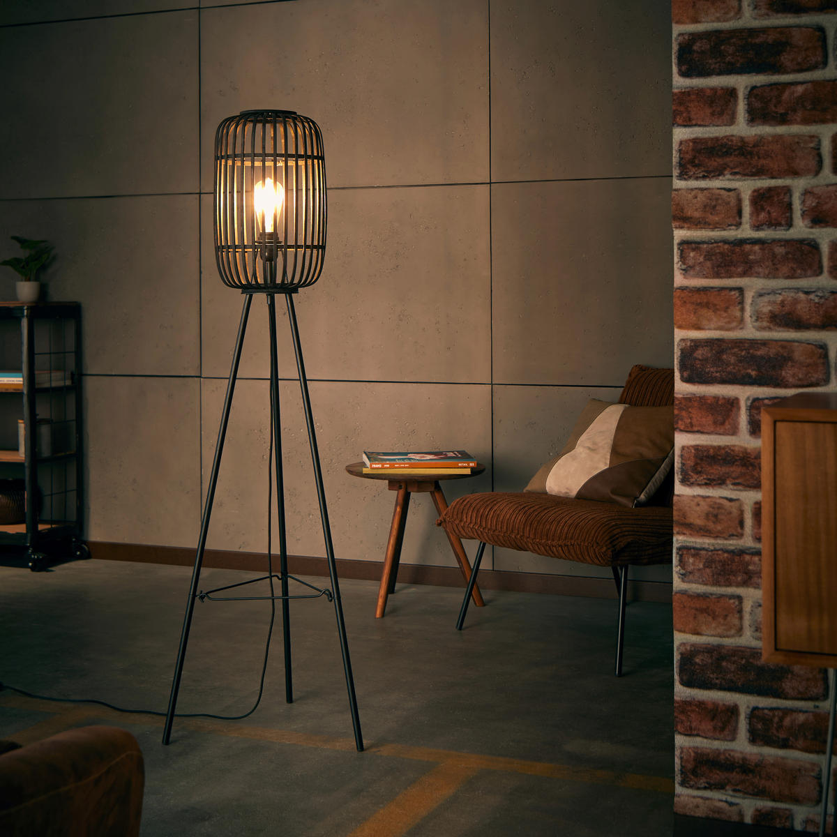 STEHLEUCHTE 45/130 cm    - Schwarz, Design, Holz/Metall (45/130cm) - Brilliant