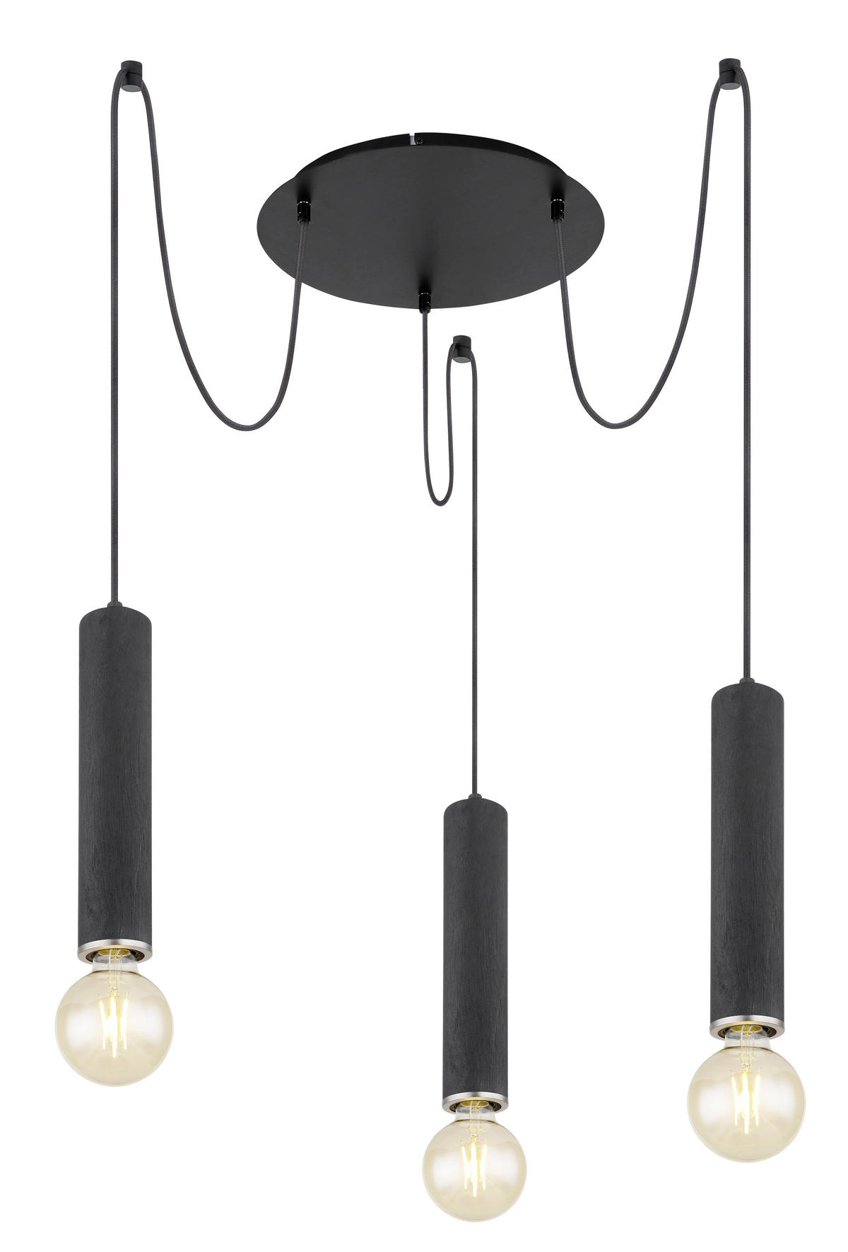 HÄNGELEUCHTE 35/160 cm    - Schwarz/Nickelfarben, Basics, Holz/Metall (35/160cm) - Globo
