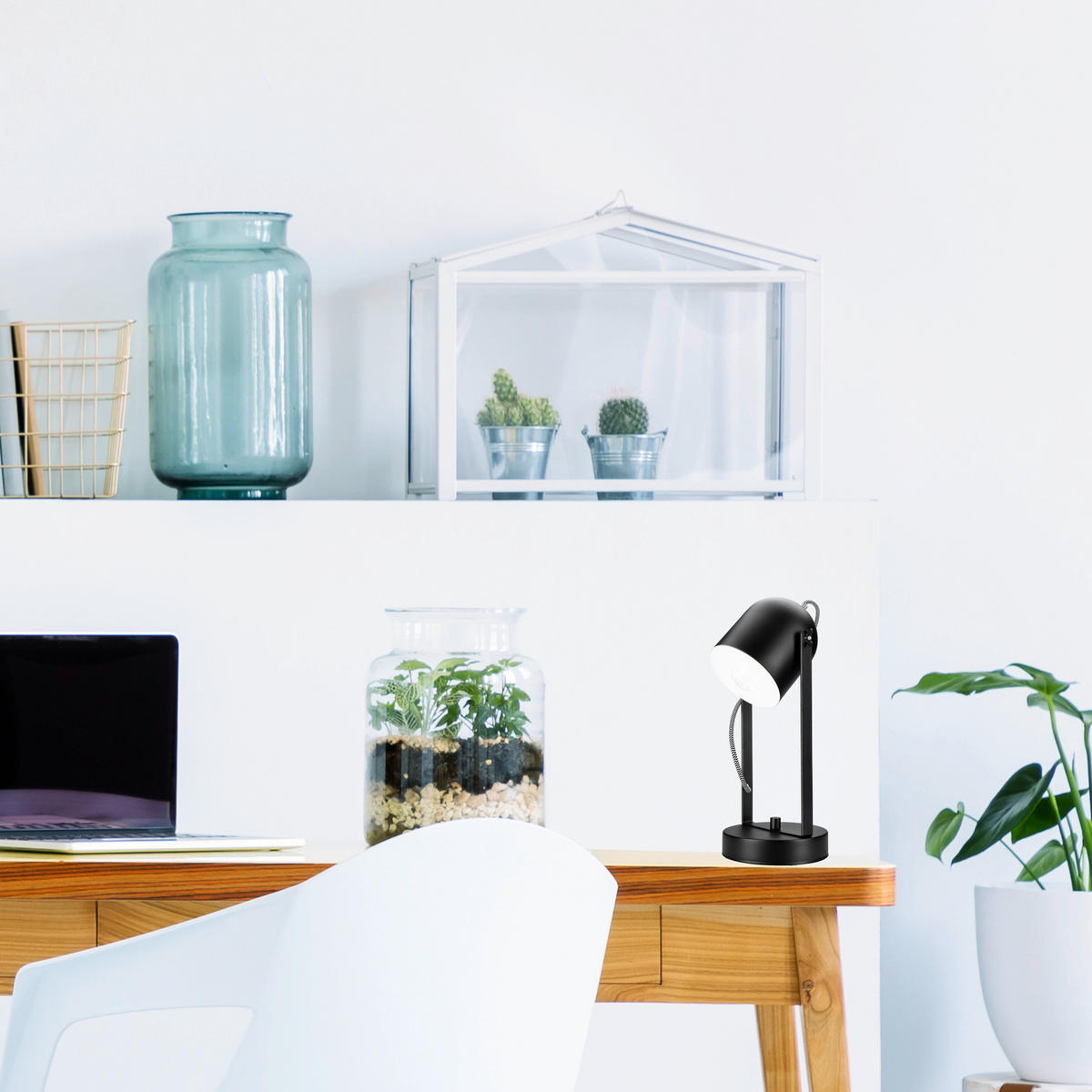 SCHREIBTISCHLEUCHTE   - Schwarz/Weiß, Design, Metall (34/14/14cm)