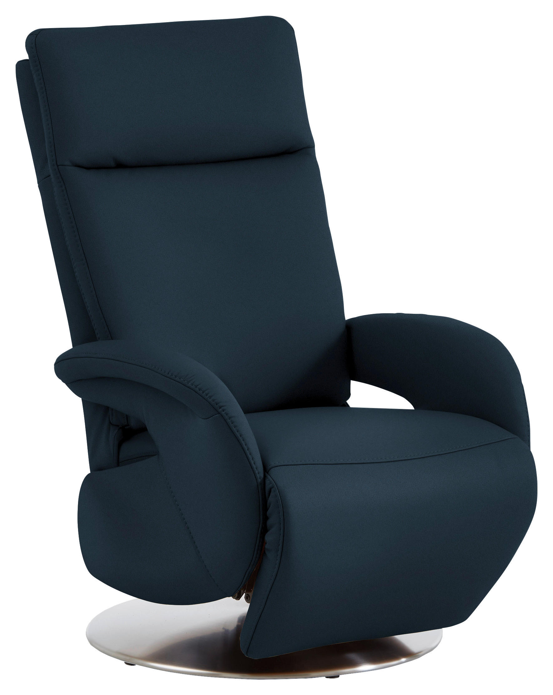 RELAXSESSEL in Leder Dunkelblau  - Edelstahlfarben/Dunkelblau, Design, Leder/Metall (70/108/80cm) - Cantus