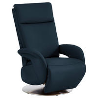 RELAXSESSEL in Leder Dunkelblau  - Edelstahlfarben/Dunkelblau, Design, Leder/Metall (70/108/80cm) - Cantus