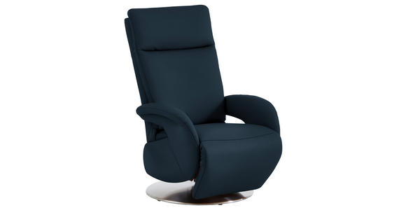 RELAXSESSEL in Leder Dunkelblau - Edelstahlfarben/Dunkelblau, Design, Leder/Metall (70/108/80cm) - Cantus