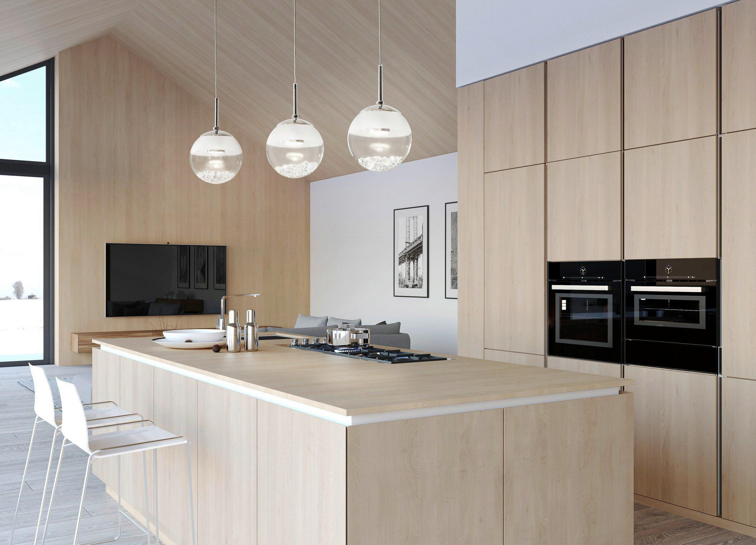 LED-HÄNGLAMPA 87/14/110 cm  - vit/kromfärg, Basics, glas (87/14/110cm)