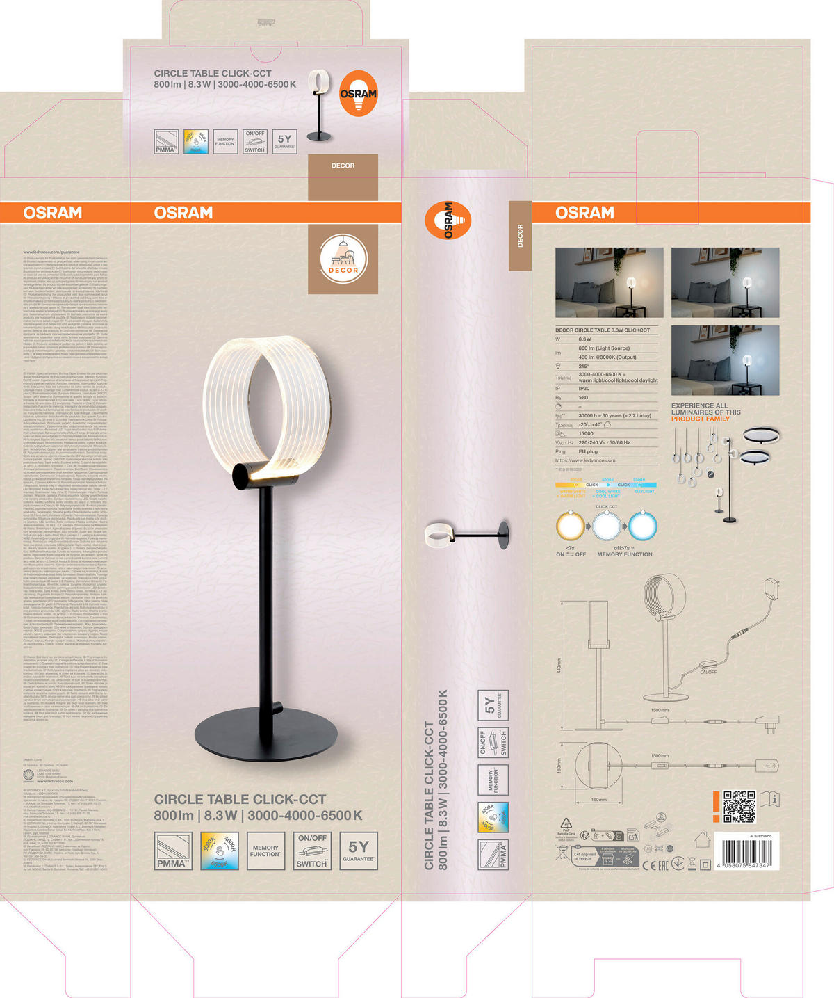 LED-TISCHLEUCHTE 16/44 cm   - Schwarz, Design, Kunststoff (16/44cm) - Osram