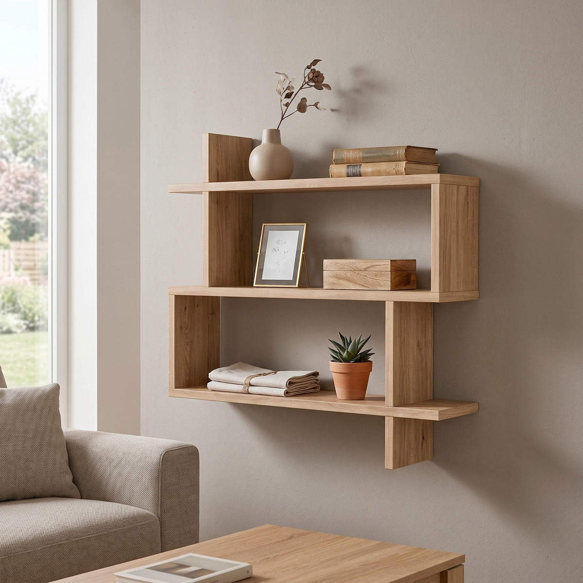 WANDREGAL 70/65/22 cm  - Eichefarben, Design, Holzwerkstoff (70/65/22cm) - Livetastic