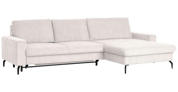 ECKSOFA in Cord Hellgrau - Hellgrau/Schwarz, Design, Textil/Metall (302/180cm) - Venda