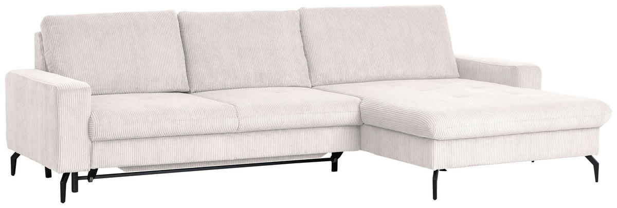 ECKSOFA in Cord Hellgrau  - Hellgrau/Schwarz, Design, Textil/Metall (302/180cm) - Venda