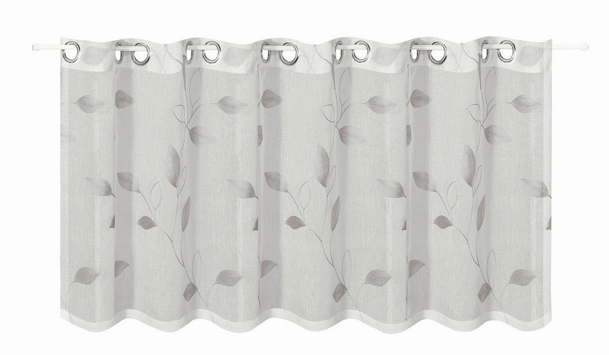 KURZGARDINE  150/50 cm  - Silberfarben/Weiß, Natur, Textil (150/50cm)